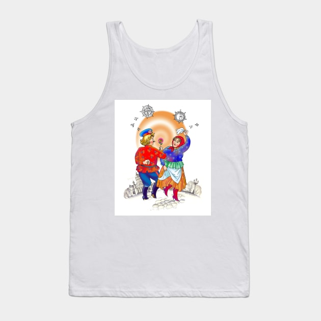 Fun Dancing Couple Happy Celebration Tank Top by ROSHARTWORK